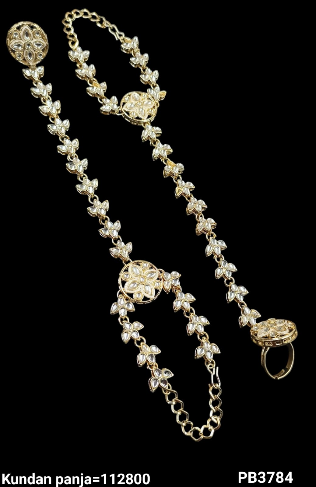 Traditional Gold Plated Kundan Hathpanja Set